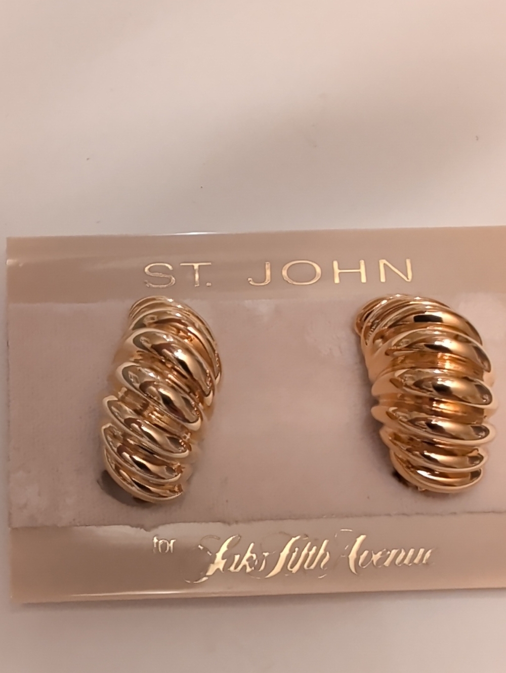 St. John Gold-Tone Spiral Clip Hoop Earrings
